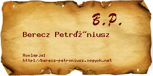 Berecz Petróniusz névjegykártya